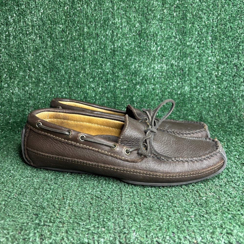 Minnetonka Moosehide Weekender Moccasin Grained Leather Loafer Brown Mens Sz 9.5